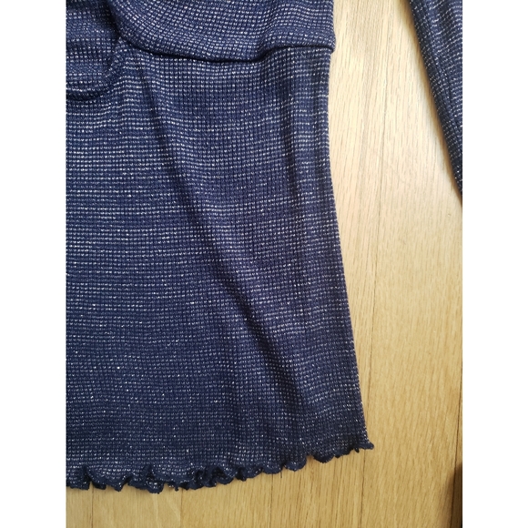 Urban Outfitters Navy Blue metallic long sleeve cut out top - size small - Picture 5 of 6